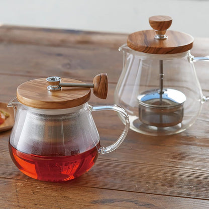 פברואר 1 - HARIO קנקן חליטת תה עם מכסה עץ זית בעבודת יד