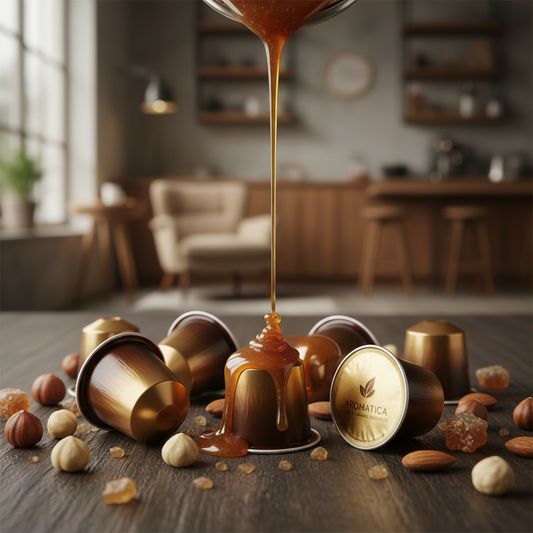 tasty capsules with nuts and caramel